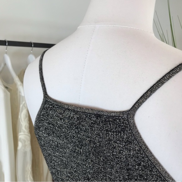 Express® Sparkly One Piece V-Neck Balletcore Body Suit Spaghetti Strap Small - Picture 4 of 11